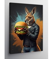 Kanvas Tablo Burger Tutan Kanguru