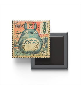 Totoro - Baskılı Buzdolap Magneti Kare - 9x9 cm