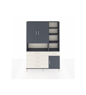 Arges Dolap 8 Raflı 5 Çekmeceli 3 Kapaklı 132x30x195 Antrasit-Antrasit/Aytaşı