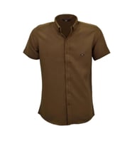 Erkek Spor Likralı Gömlek 0037 BGL-ST03848 (Kahverengi Açık)