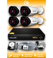 ELITCAM 4 Kameralı Uzay 4 Dış Kamera Set 500 GB HDD Full HD Gece Görüşlü Güvenlik Kamerası Sistemi