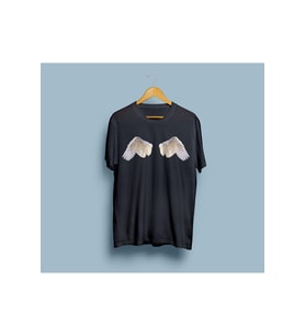 Oversize Melek Kanatları Tasarım Unisex T-shirt