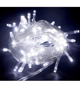 10m 100 Led Boncuk Lamba Beyaz Işık Şeffaf Kablo Mz-18-11