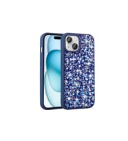 Apple iPhone 15 Uyumlu Kılıf Parlak Taşlı Tasarım Zore Linea Kapak (Lacivert)