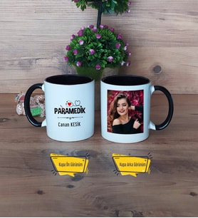 Paramedik Kupa Bardak Siyah Fotoğraflı Paramedikler Günü Tıp Bayramı Hediyesi