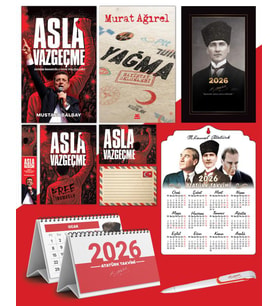 Asla Vazgeçme - Ayraç - Kartpostal - Poster - Yağma - Sayıştay Belgeleri -  2026 Ajanda Kalpaklı - Ata Ahşap Duvar Takvimi - Masa Takvimi