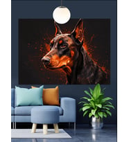 Doberman Köpek Cesur Duruş Dekoratif Kanvas - Mdf Ahşap Tablo
