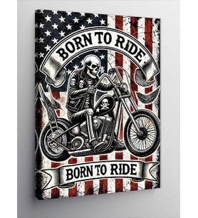 Kanvas Tablo Born to Ride ve Motor Tutkusu