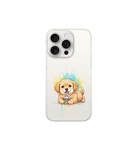 iPhone 15 Pro Max ile Uyumlu Splash Köpek Tasarımlı Şeffaf Silikon Kılıf