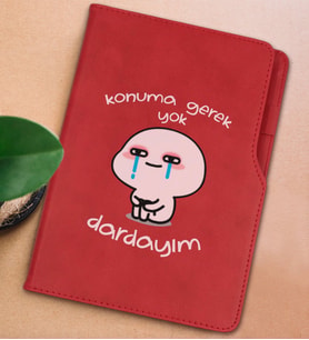 BK Gift Dardayım Tasarımlı Kırmızı Termo Deri Not Defteri 15x21cm-1