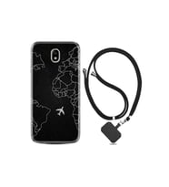 Samsung Galaxy J7 Pro Kılıf Resimli Desenli Silikon Boyun Askılı Black Plane 1868