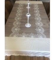 Masa Örtüsü Fransız Dantelli 160x220 (Beyaz)