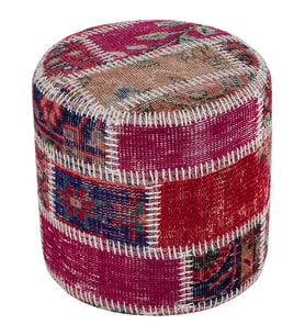 RENKLİ EL DOKUMA ÇİÇEKLİ DESEN PATCHWORK PUF