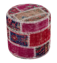 RENKLİ EL DOKUMA ÇİÇEKLİ DESEN PATCHWORK PUF