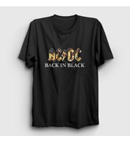 Presmono Unisex Siyah Back In Black Fire AC/DC T-Shirt 5729tt