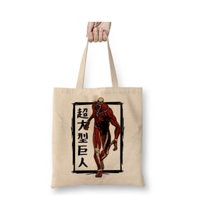 Colossan Titan BLine Attack On Titan Bez Çanta Uzun Saplı Alışveriş Çantası Plaj Çantası (Beyaz)