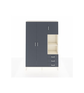 Arges Gardrop 5 Raflı 3 Çekmeceli Tek Askılı 132x30x195 Aytaşı-Antrasit