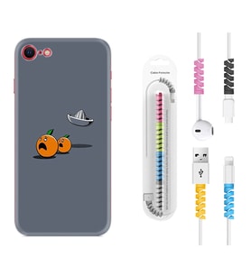 Apple iPhone 5 6 7 8 Plus Se XR Kılıf Kablo Koruma Spiral Silikon Orange Escape 1374
