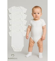 BABYDEN'S 5’li Set Kısa Kollu Bebek Zıbın %100 Pamuk Çıtçıtlı Body Beyaz Unisex Bebek İç Giyim 03-24 Ay