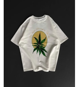 Erkek Kısa Kol Yazlık Tişört Bisiklet Yaka Baskılı Oversize T-Shirt - Beyaz