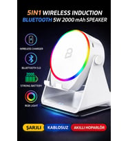 5W İndüksiyonlu Bluetooth Hoparlör 2000mAh RGB Işıklı Standlı Telefon Ses Yükseltici Speaker Güçlü