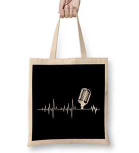 Awesome Podcast Heartbeat Podcaster Heart Beat Bez Çanta Uzun Saplı