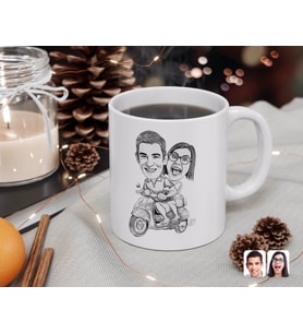 BK Gift Kişiye Özel Karakalem Sevgililer Beyaz Kupa Bardak-10