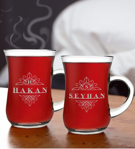 BK Gift Kişiye Özel İsimli İkili Keyif Kulplu Çay Bardağı Seti-5, Arkadaşa, Sevgiliye Hediye, Ev Hediyesi, Doğum Günü Hediyesi