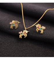925 Ayar Gümüş Unicorn Kolye Küpe Set