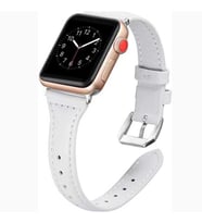 Apple Watch 7/8/9 41mm Kordon İnce Deri Kordon (Beyaz)