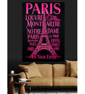Paris Yazılı Kırmızı Poster Dekoratif Kanvas - Mdf Ahşap Tablo