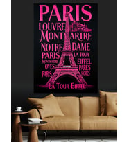 Paris Yazılı Kırmızı Poster Dekoratif Kanvas - Mdf Ahşap Tablo