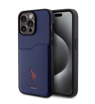 Apple iPhone 15 Pro Max Uyumlu Kılıf U.S. Polo Assn. Orjinal Lisanslı Baskı Logolu PU Kartlıklı Kapak (Lacivert)