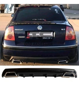 Volkswagen Passat B5 Difüzör Arka Tampon Eki 2 Egzoz Çıkışlı Siyah Lüx Tip