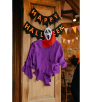 Halloween Cadılar Bayramı İskelet Çığlık Mor-Kırmızı Kapı Süsü