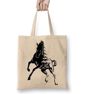 Horse Tattoo 4 Preto Bez Çanta Uzun Saplı