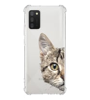 Samsung Galaxy A02s Uyumlu Köşe Korumalı Antişok Kapak Catface Tasarımlı Şeffaf Silikon Kılıf