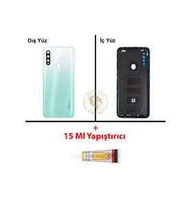 Oppo A31 Yeşil Uyumlu Arka Kapak + B7000 Yapıştırıcı Arka Cam Batarya Pil Kapağı Lazer Kesim