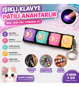 Işıklı Klavye Patili Anahtarlık LED Işıklı Basmalı Stres Giderici Sevimli Tasarım