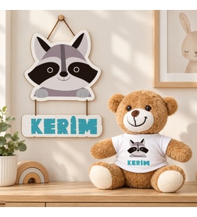 Kişiye Özel Bebek Kapı Süsü (Peluş Ayıcık Hediyeli) – Baby Shower / Hastane Odası