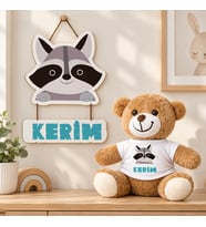 Kişiye Özel Bebek Kapı Süsü (Peluş Ayıcık Hediyeli) – Baby Shower / Hastane Odası