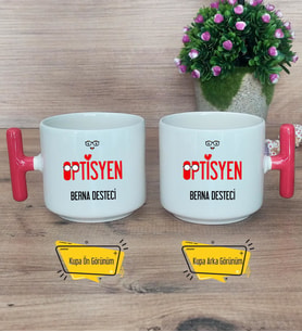 Optisyen Kupa Bardak T Kırmızı Kulplu Tıp Bayramı Hediyesi