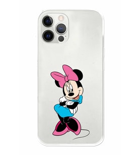 Apple iPhone 12 Pro Uyumlu Kamera Korumalı Tıpalı Kapak Minnie Mouse TasarımlıŞeffaf Kılıf