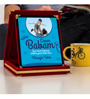 Babaya Hediye Mesajlı İsme Özel Plaket (Kırmızı)