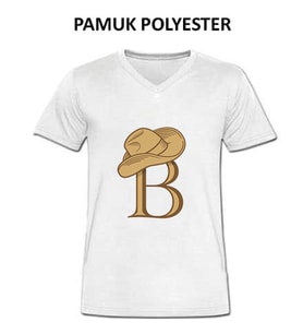 Sublimasyon Beyaz V Yaka Pamuk-Polyester Tişört