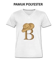 Sublimasyon Beyaz V Yaka Pamuk-Polyester Tişört
