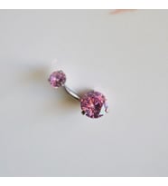 Cerrahi Çelik Pembe Taşlı Göbek Piercingi (Çok Renkli)