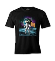 Astronaut Holding Bitcoin Flag Siyah Erkek Tshirt