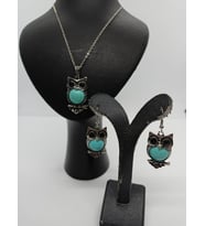 MARGAZİT TAŞLI KOLYE KÜPE SET-MDL-5011 (Mavi)