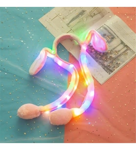 Hareketli Işıklı Tavşan Kulak Peluş Taç
